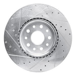 Dodge Charger DAYTonA Brake Rotor (1) - Front Right - R1 Concepts - Drilled & Slotted - Silver - `21-`25